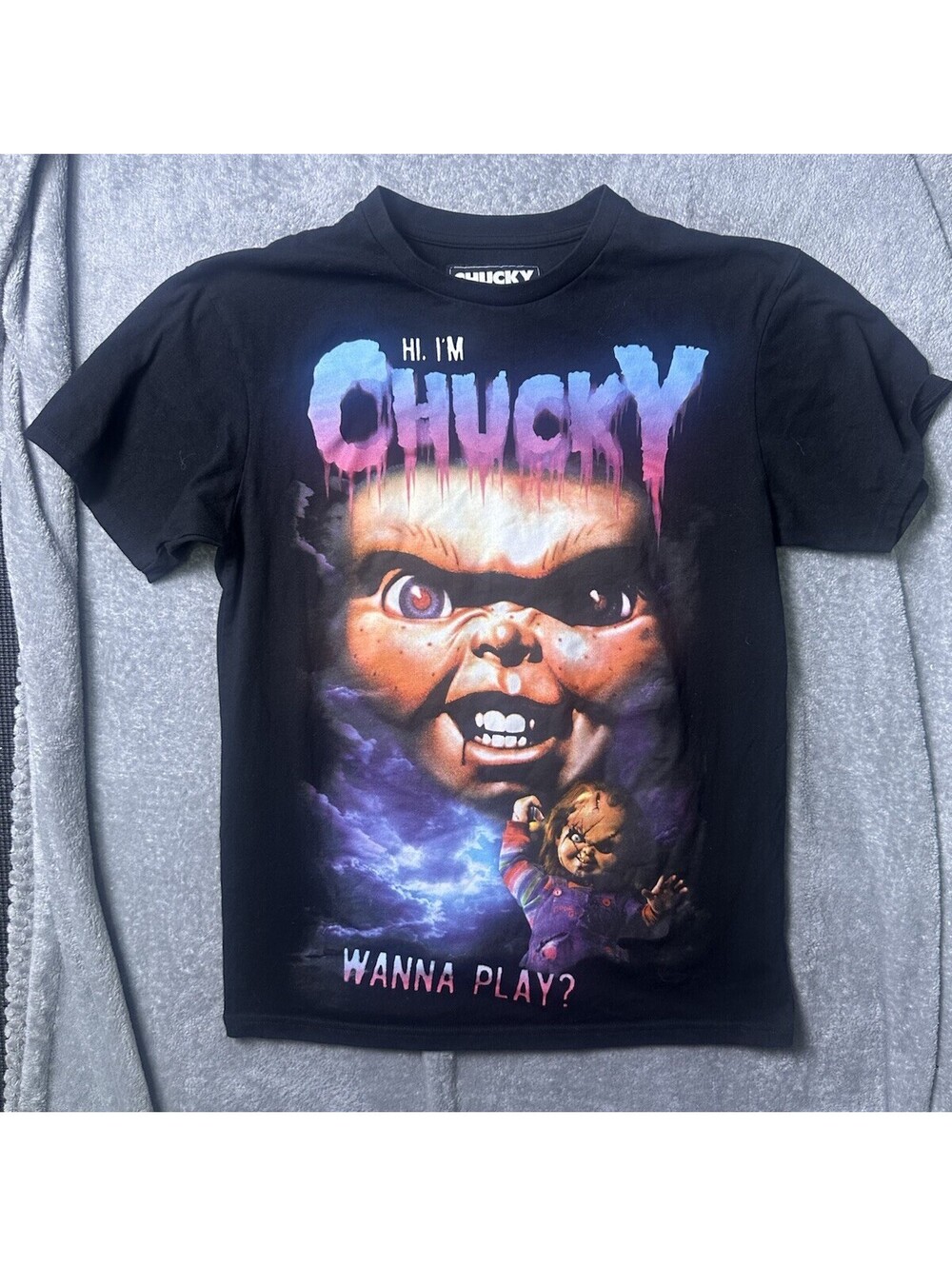 Chucky x Reason Shirt Mens M Black Horror Movie Graphic Tee Wanna Play? Doll